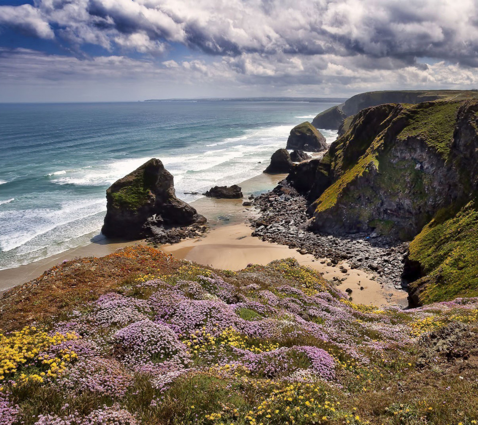 Beach in Cornwall, United Kingdom wallpaper 960x854