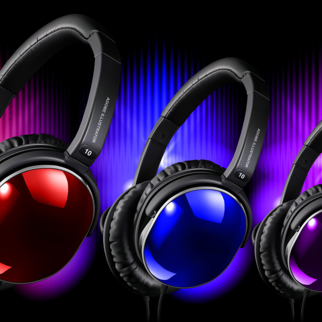 Das Colorful Headphones Wallpaper 1024x1024