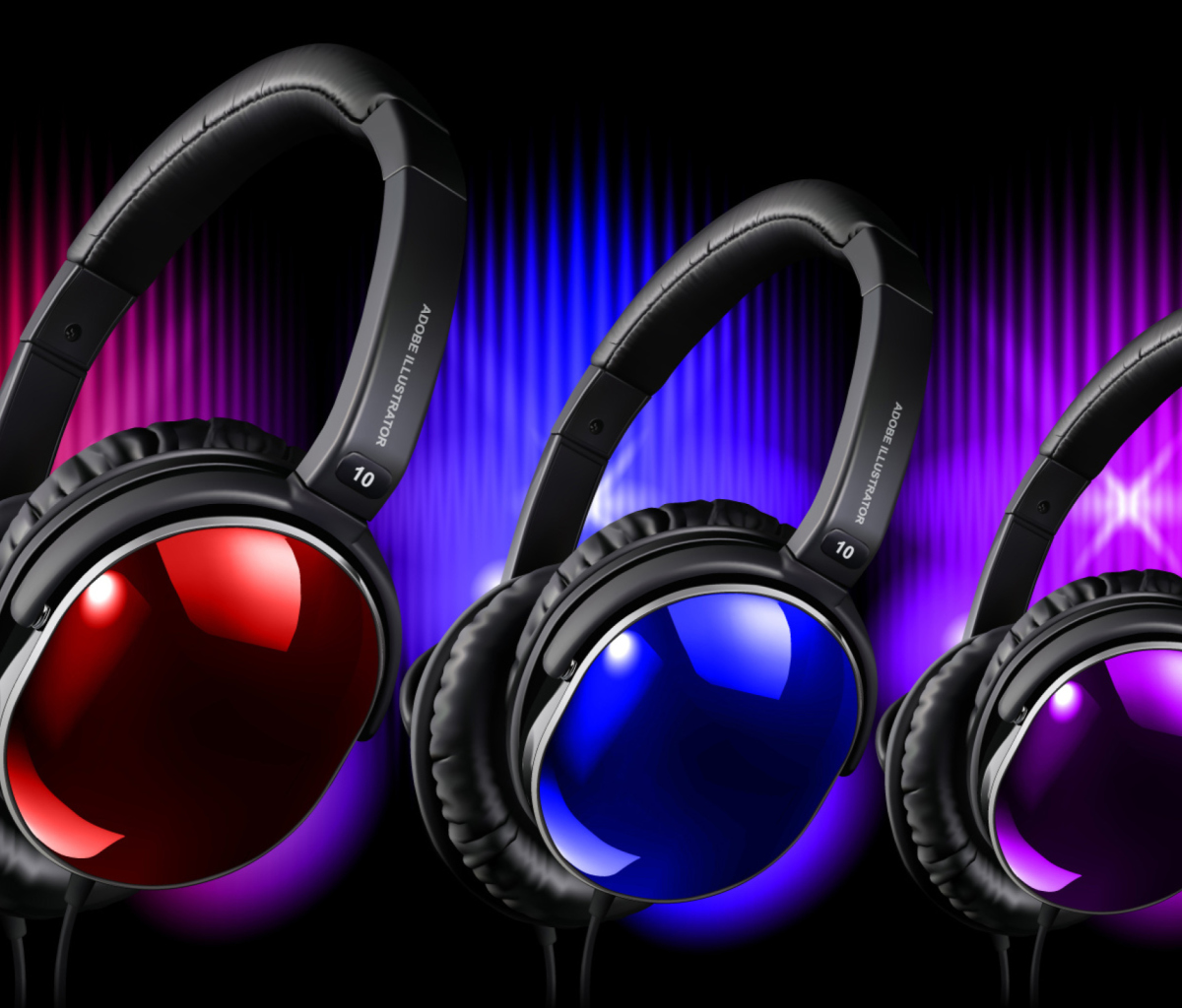 Colorful Headphones wallpaper 1200x1024