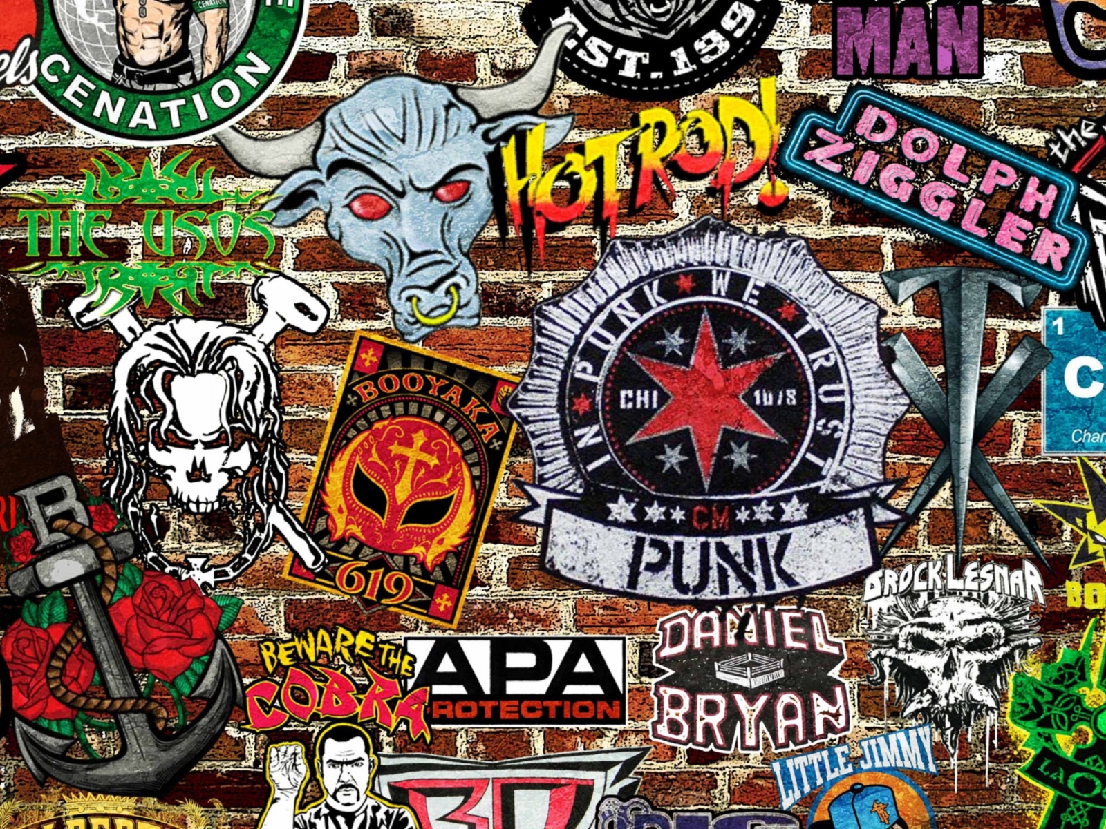 Screenshot №1 pro téma WWE Logos: Hot Rod, Punk 1600x1200