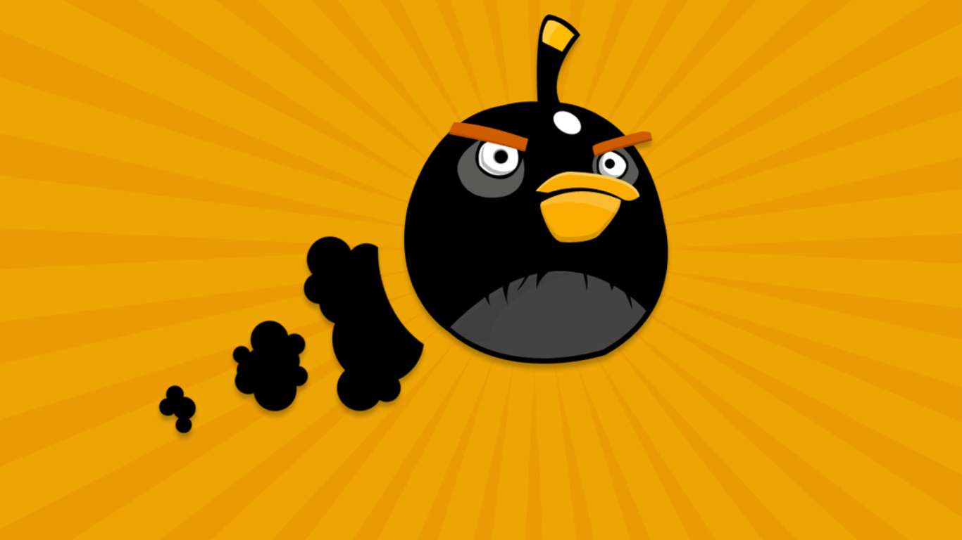 Обои Black Angry Birds 1366x768