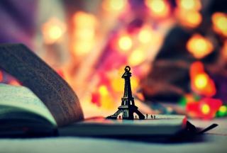 Little Eiffel Tower And Bokeh Lights Wallpaper for Android, iPhone and iPad