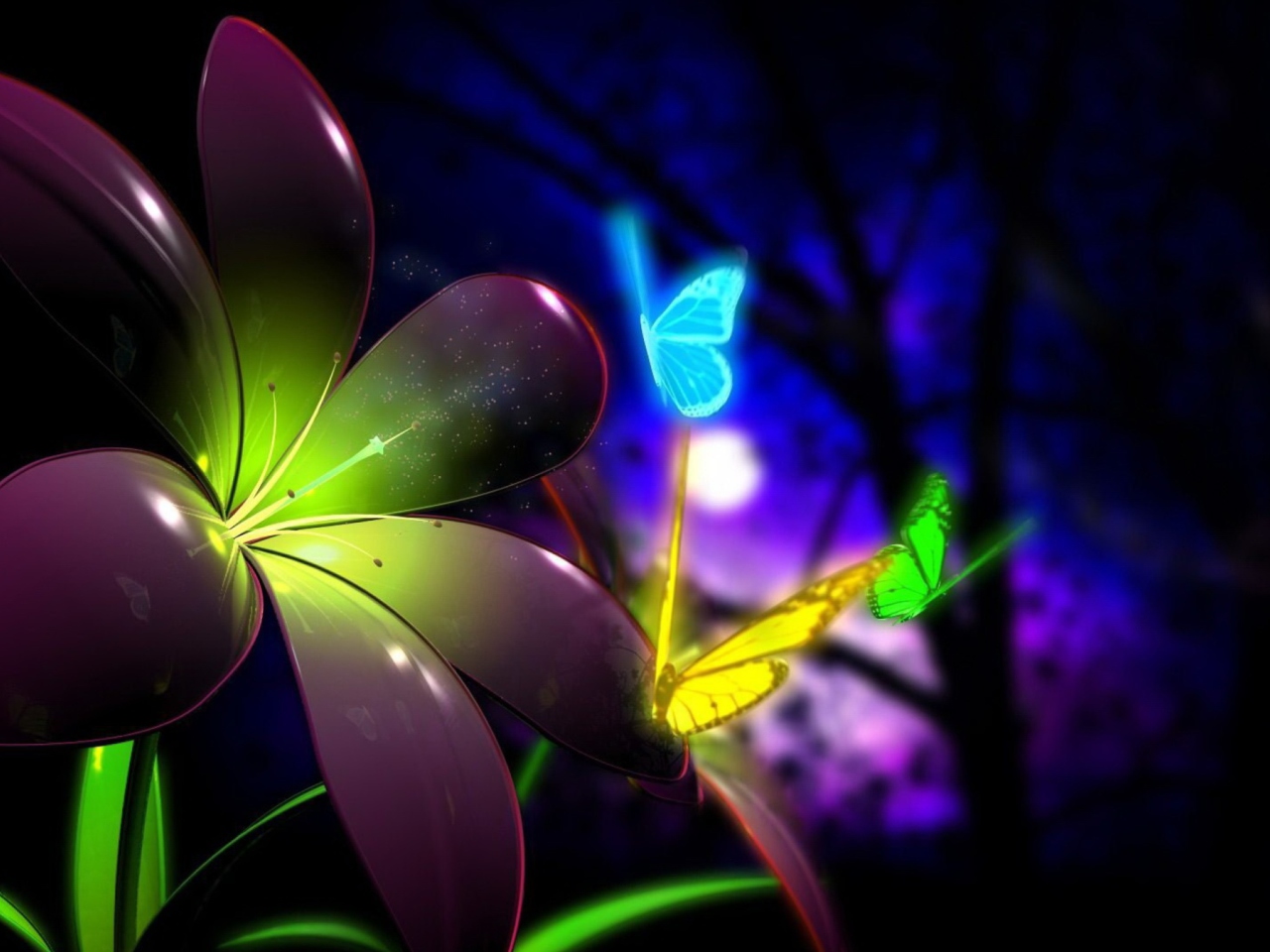 Sfondi Phosphorescent Butterflies 1280x960