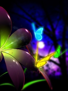 Screenshot №1 pro téma Phosphorescent Butterflies 240x320