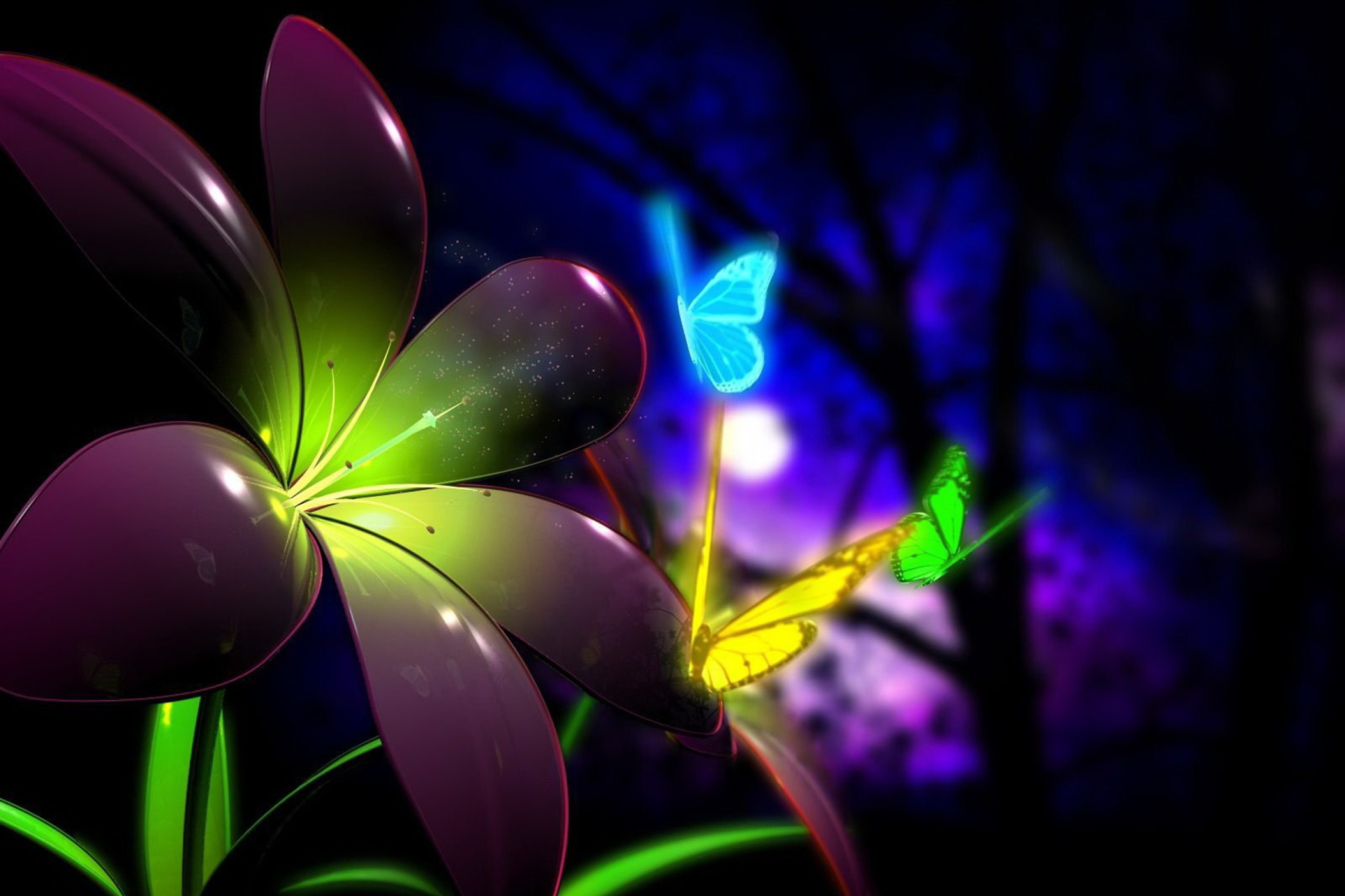 Screenshot №1 pro téma Phosphorescent Butterflies 2880x1920