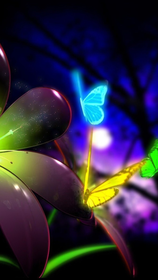 Das Phosphorescent Butterflies Wallpaper 640x1136