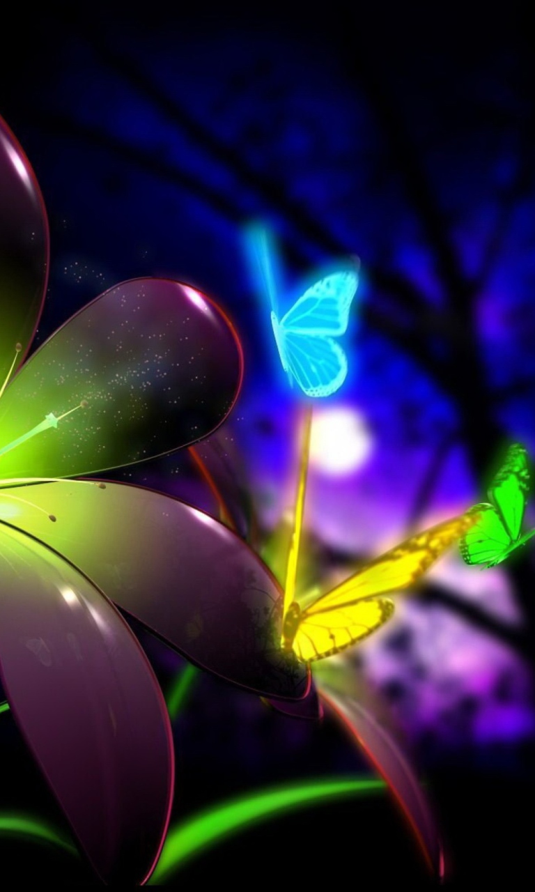 Phosphorescent Butterflies wallpaper 768x1280