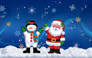 Santa Clause And Snowman - Obrázkek zdarma 