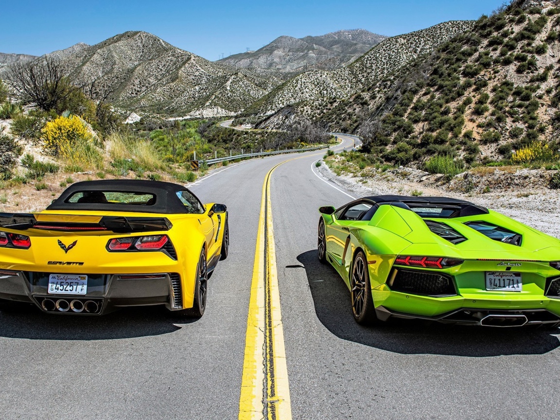 Sfondi Chevrolet Corvette Stingray vs Lamborghini Aventador 1152x864