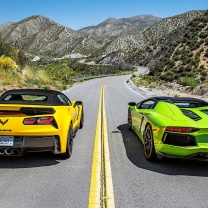 Chevrolet Corvette Stingray vs Lamborghini Aventador wallpaper 208x208