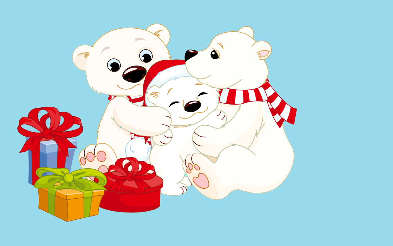 Das Polar Bears with Christmas Gifts Wallpaper 1280x800