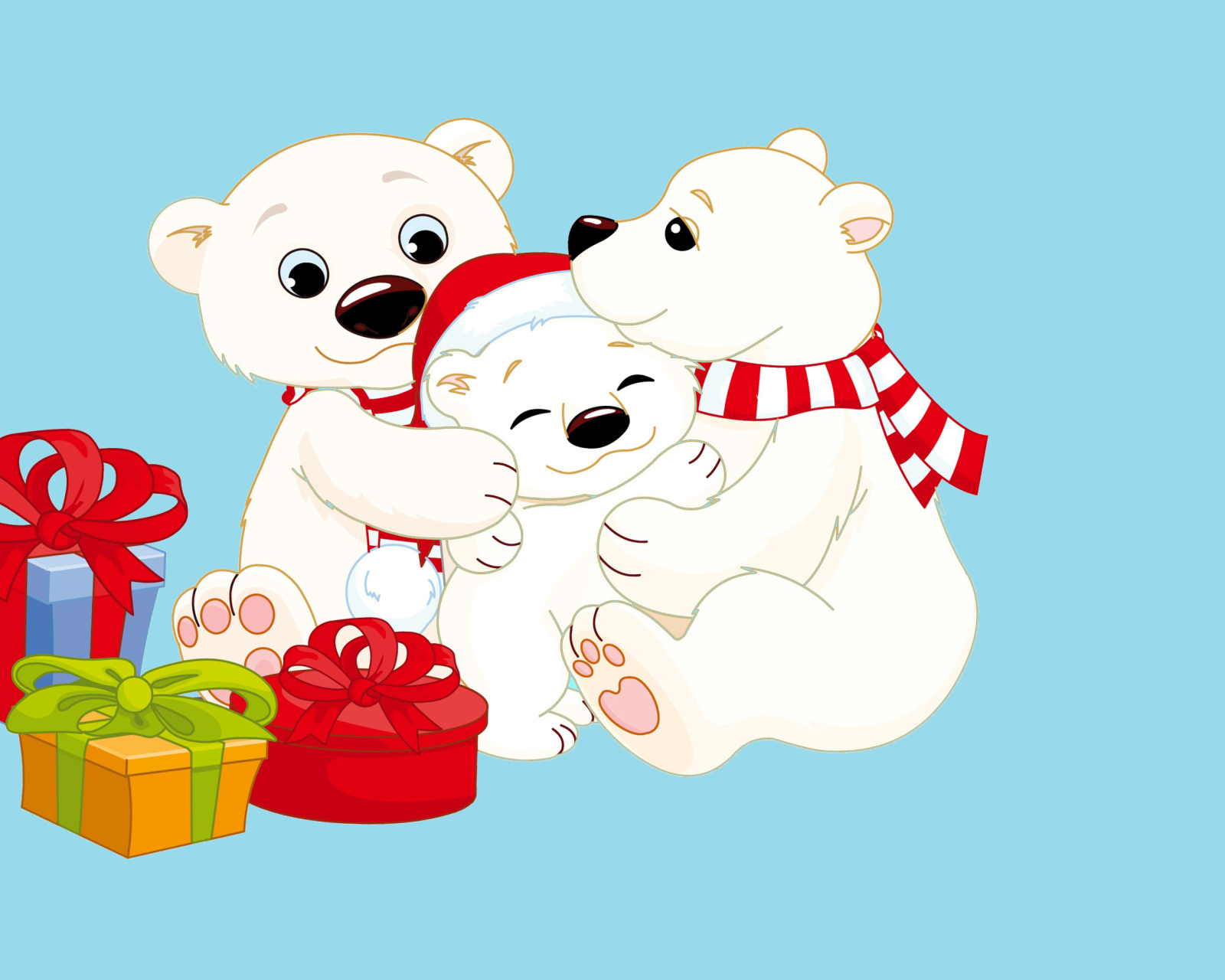 Sfondi Polar Bears with Christmas Gifts 1600x1280