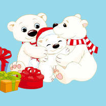 Polar Bears with Christmas Gifts wallpaper 208x208
