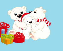 Das Polar Bears with Christmas Gifts Wallpaper 220x176