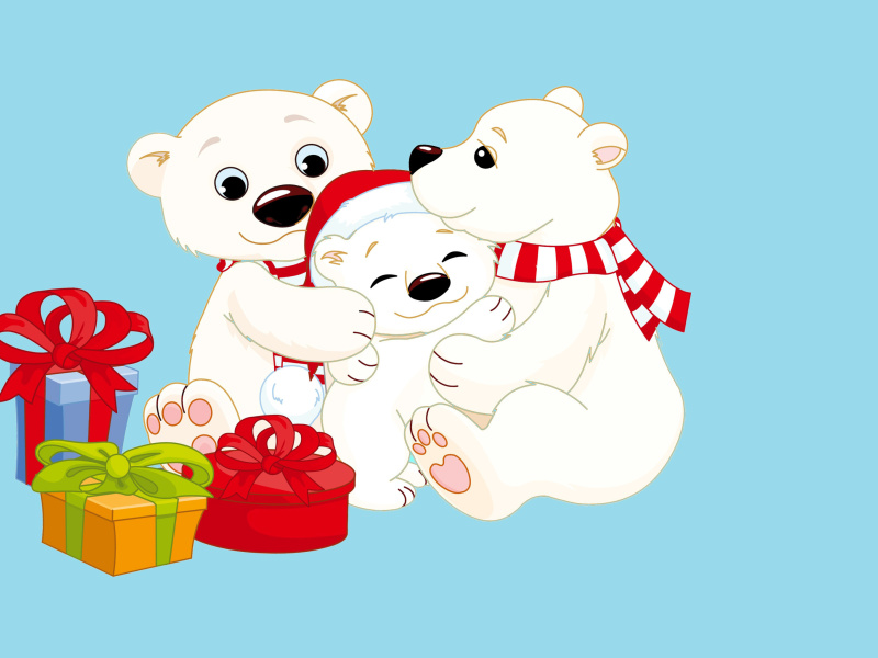 Das Polar Bears with Christmas Gifts Wallpaper 800x600