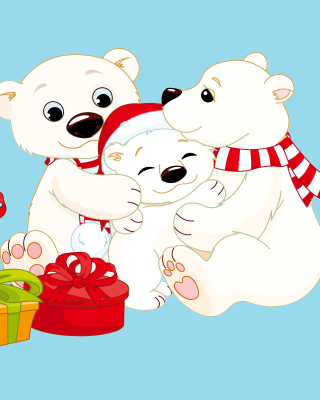 Polar Bears with Christmas Gifts Wallpaper for iPhone 5