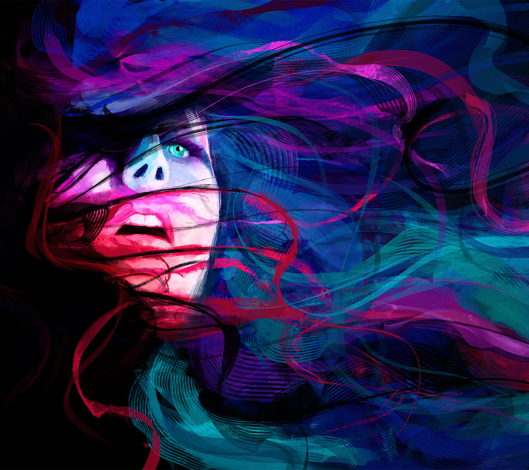 Fondo de pantalla Girl Face Creative Abstraction 1080x960