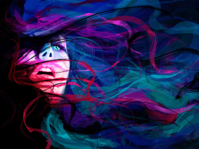 Girl Face Creative Abstraction wallpaper 640x480