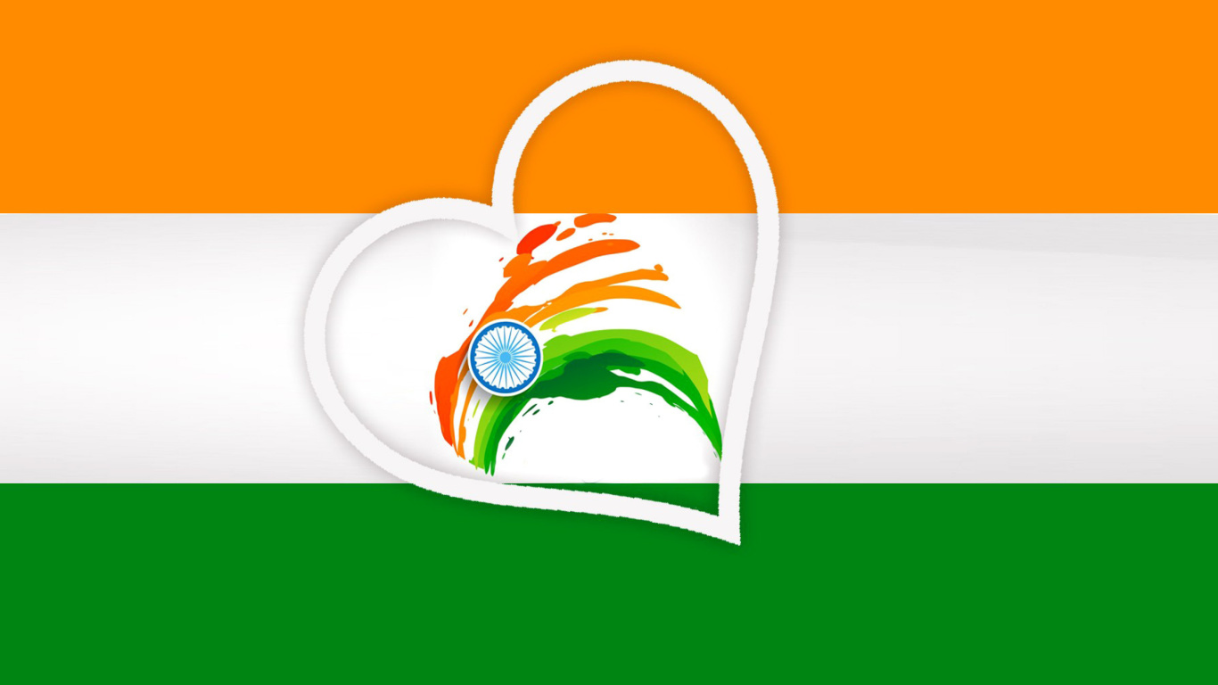 Обои Happy Independence Day of India Flag 1366x768