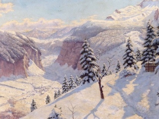 Beautiful Winter In Boris Bessonov Painting wallpaper 320x240