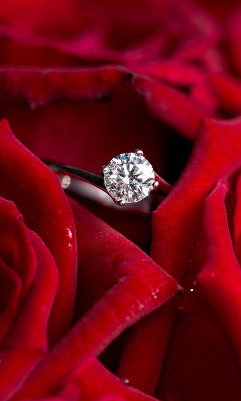 Das Diamond Ring And Roses Wallpaper 768x1280
