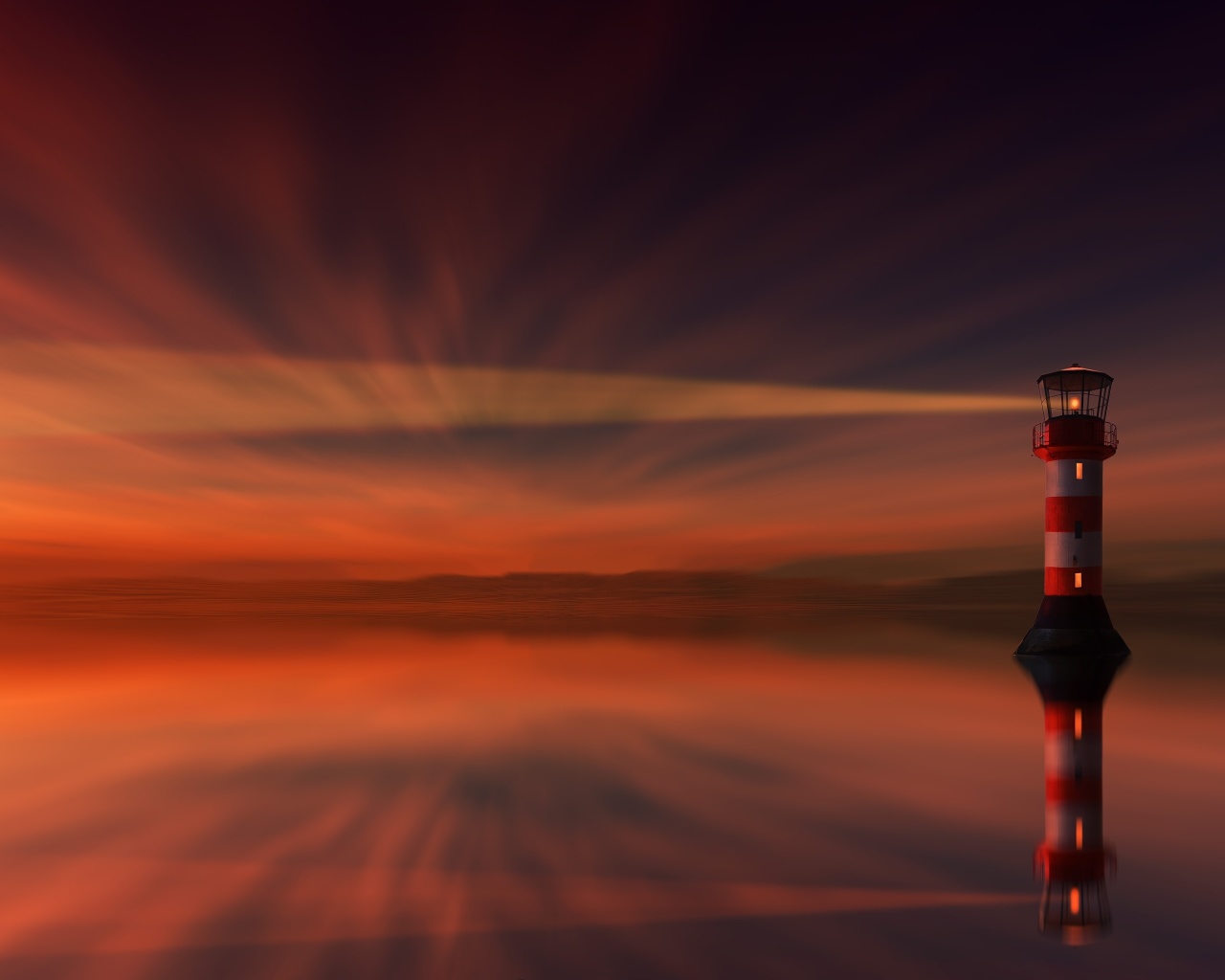 Das Lighthouse and evening dusk Wallpaper 1280x1024