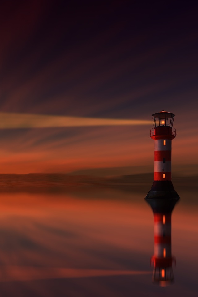 Sfondi Lighthouse and evening dusk 640x960