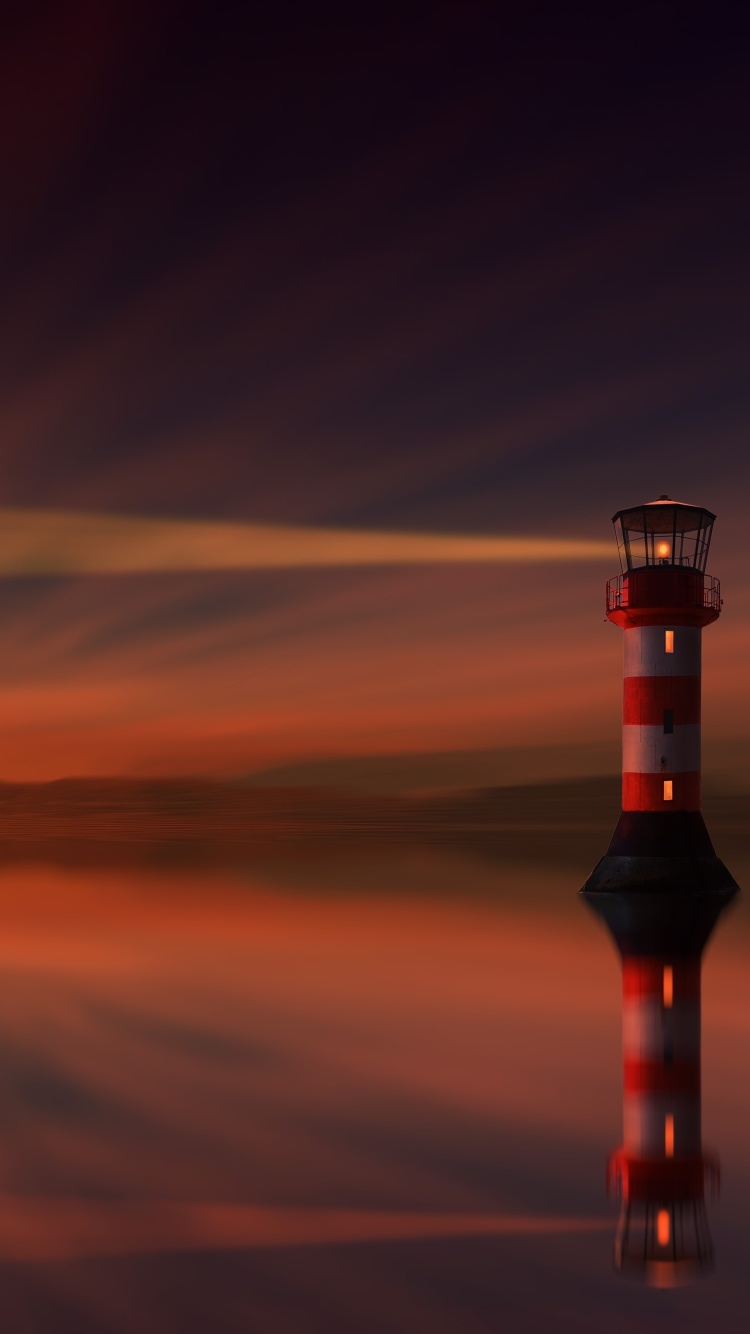 Fondo de pantalla Lighthouse and evening dusk 750x1334