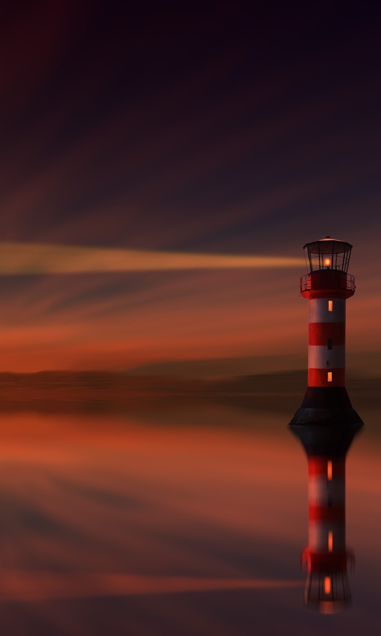 Обои Lighthouse and evening dusk 768x1280