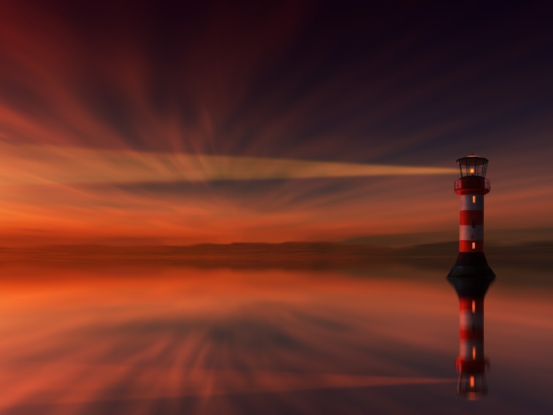 Lighthouse and evening dusk wallpaper 800x600