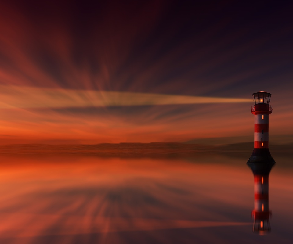 Sfondi Lighthouse and evening dusk 960x800