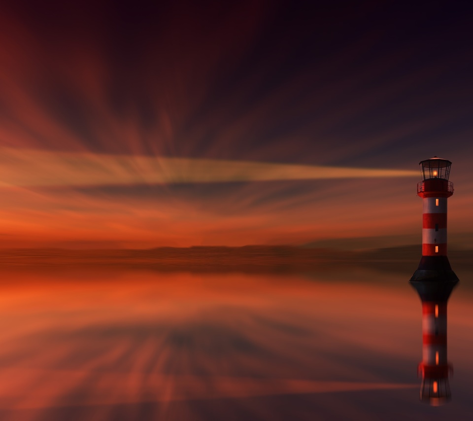 Sfondi Lighthouse and evening dusk 960x854