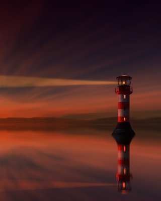 Картинка Lighthouse and evening dusk для телефона и на рабочий стол Nokia Asha 300