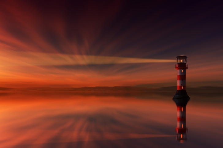 Fondo de pantalla Lighthouse and evening dusk