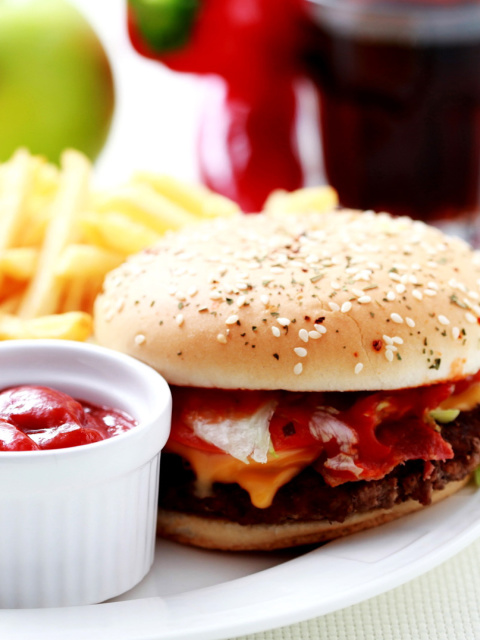Burgers with Barbecue sauce wallpaper 480x640