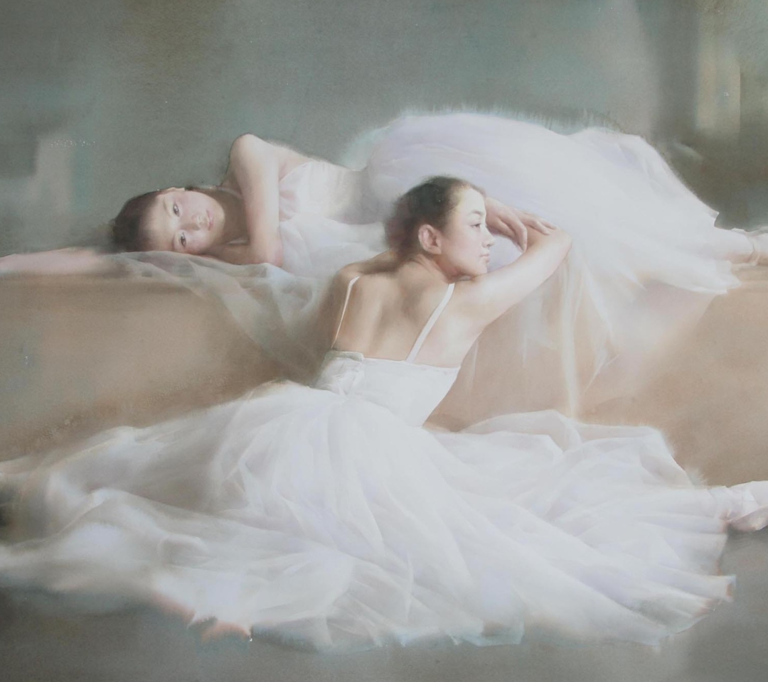 Screenshot №1 pro téma Asian Ballet Watercolor Painting 1080x960