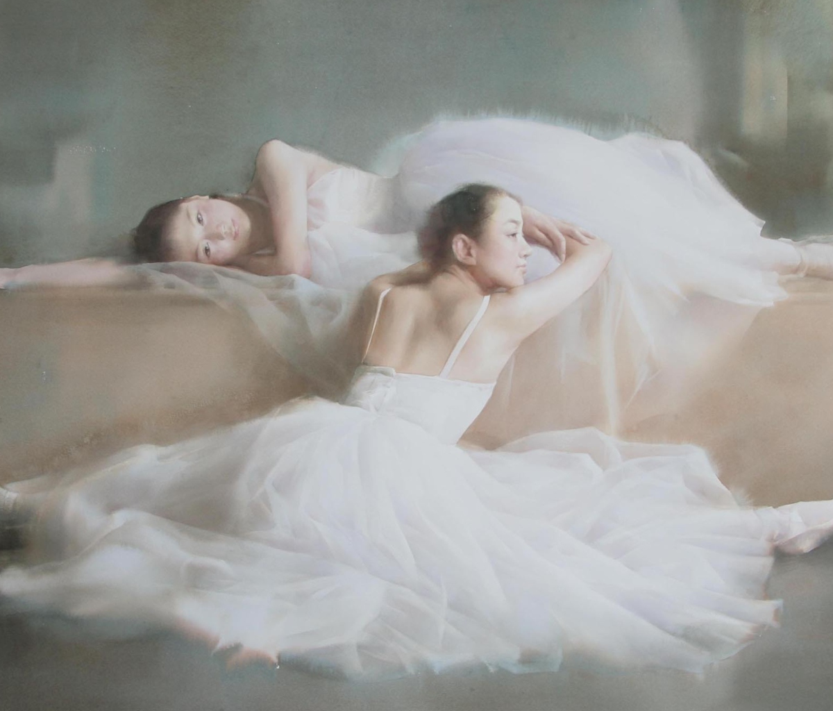 Screenshot №1 pro téma Asian Ballet Watercolor Painting 1200x1024