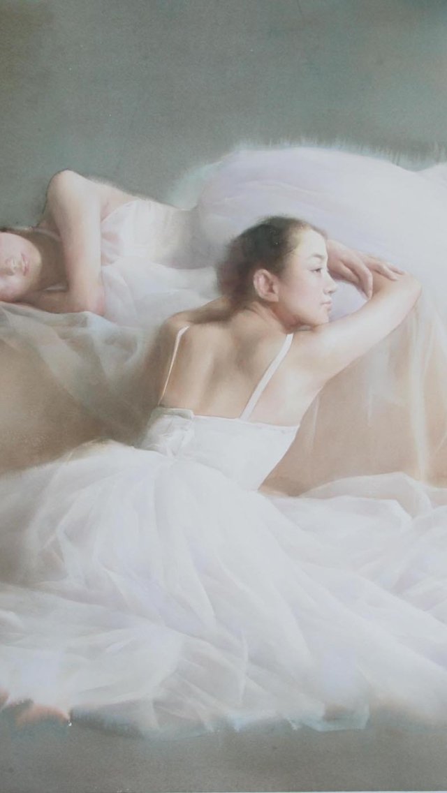 Screenshot №1 pro téma Asian Ballet Watercolor Painting 640x1136