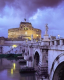 Das Castle Sant Angelo Bridge Rome Italy Wallpaper 128x160