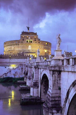 Fondo de pantalla Castle Sant Angelo Bridge Rome Italy 320x480