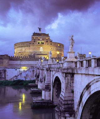Kostenloses Castle Sant Angelo Bridge Rome Italy Wallpaper für iPhone 6 Plus
