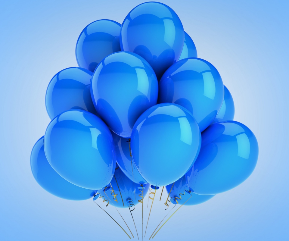 Das Blue Balloons Wallpaper 960x800