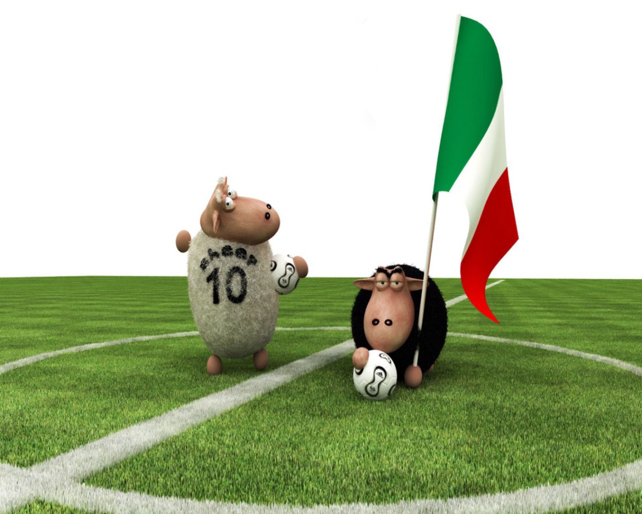 Обои Sheep Playing Football 1280x1024
