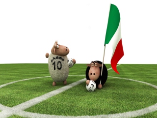 Обои Sheep Playing Football 320x240