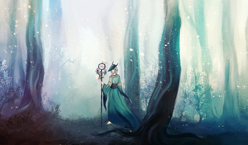 Fairy in Enchanted forest wallpaper 1024x600