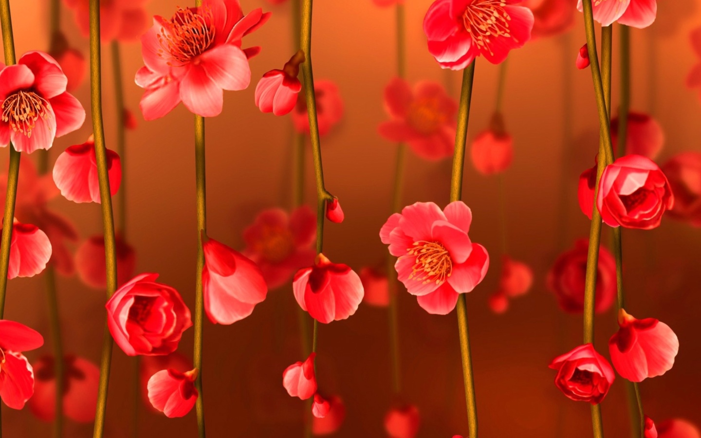 Bright Red Floral HD screenshot #1 1440x900