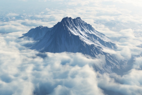 Fondo de pantalla Mountain In Clouds 480x320