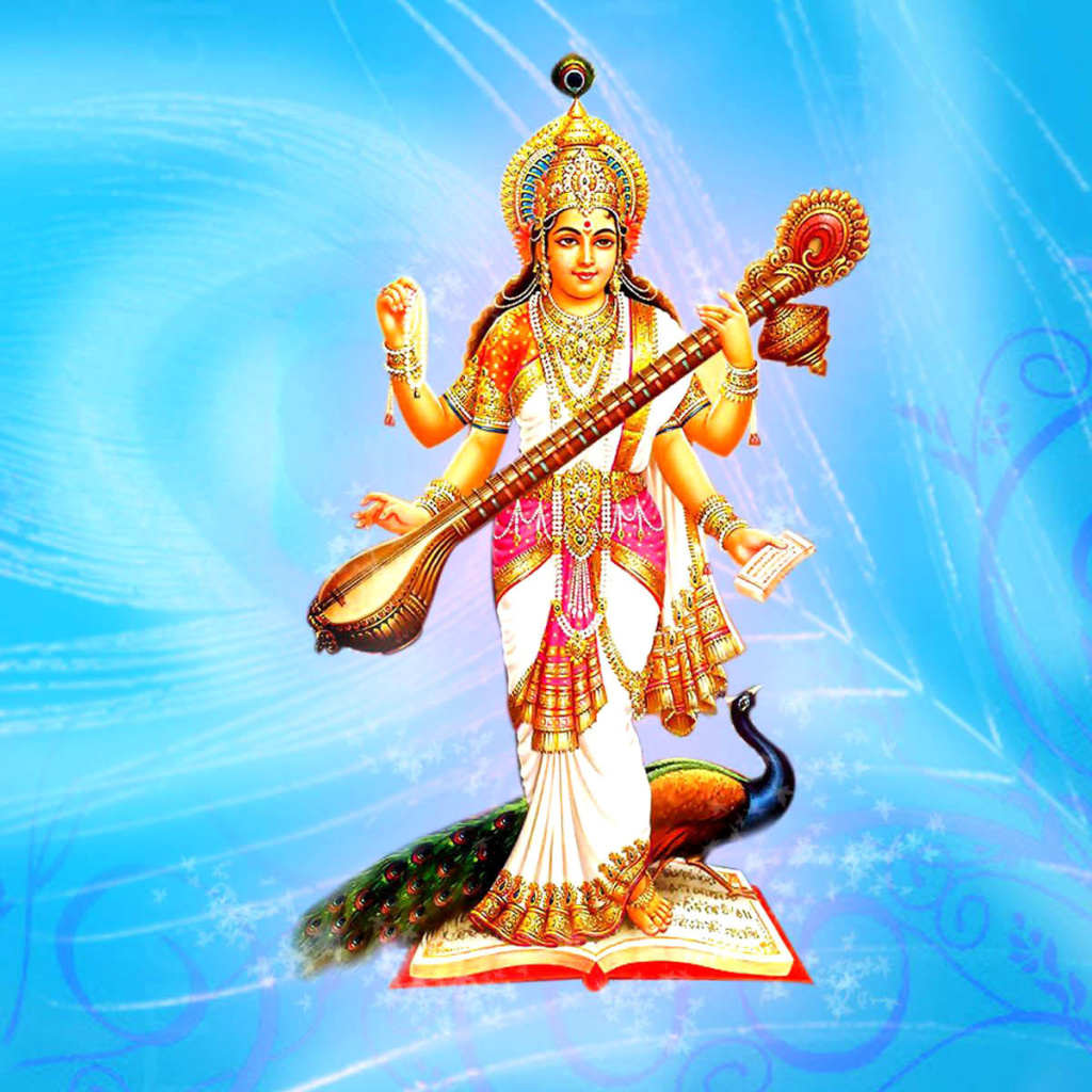Das Saraswati Hindu Goddess Wallpaper 1024x1024