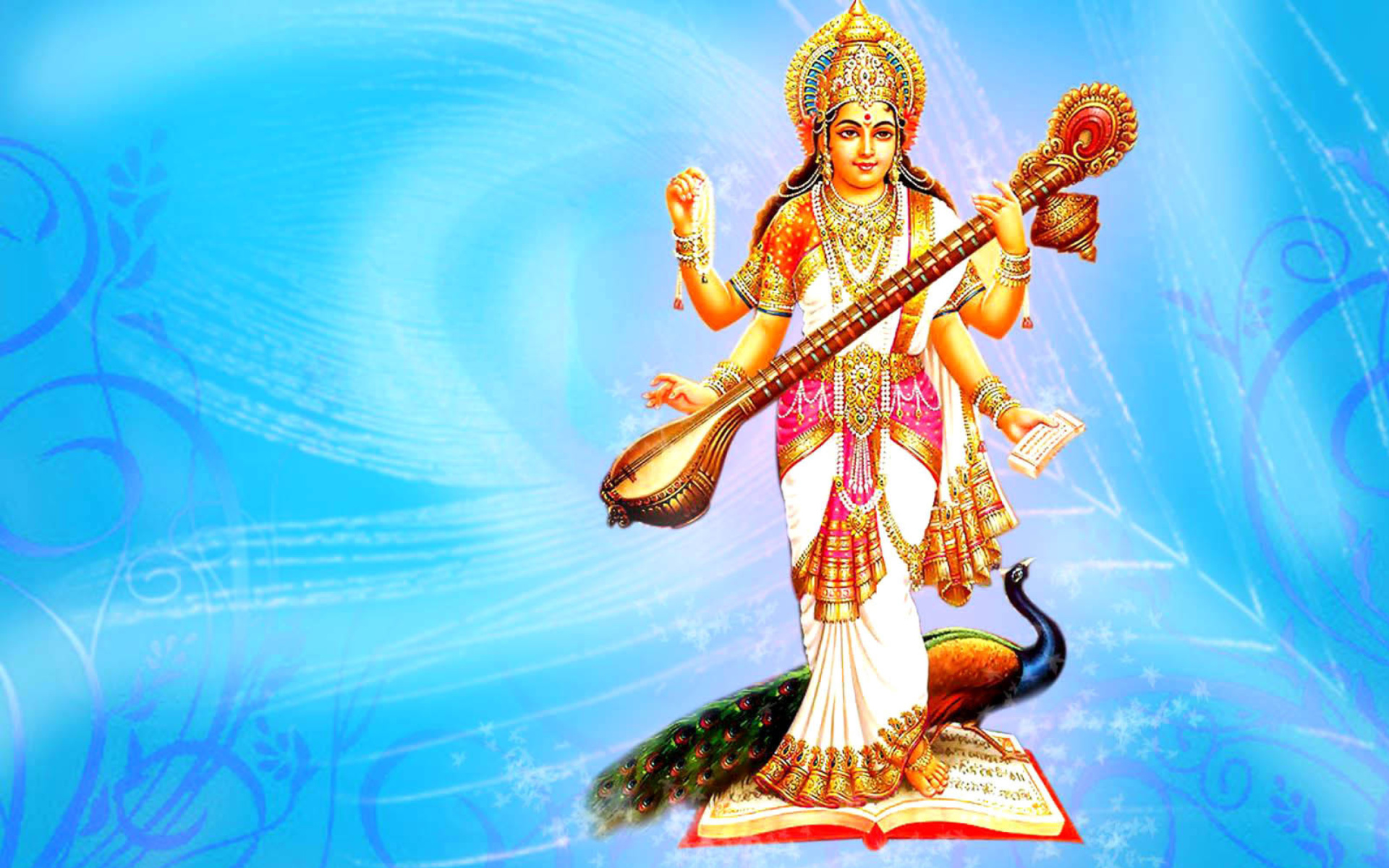 Saraswati Hindu Goddess Wallpaper for Widescreen Desktop ...
