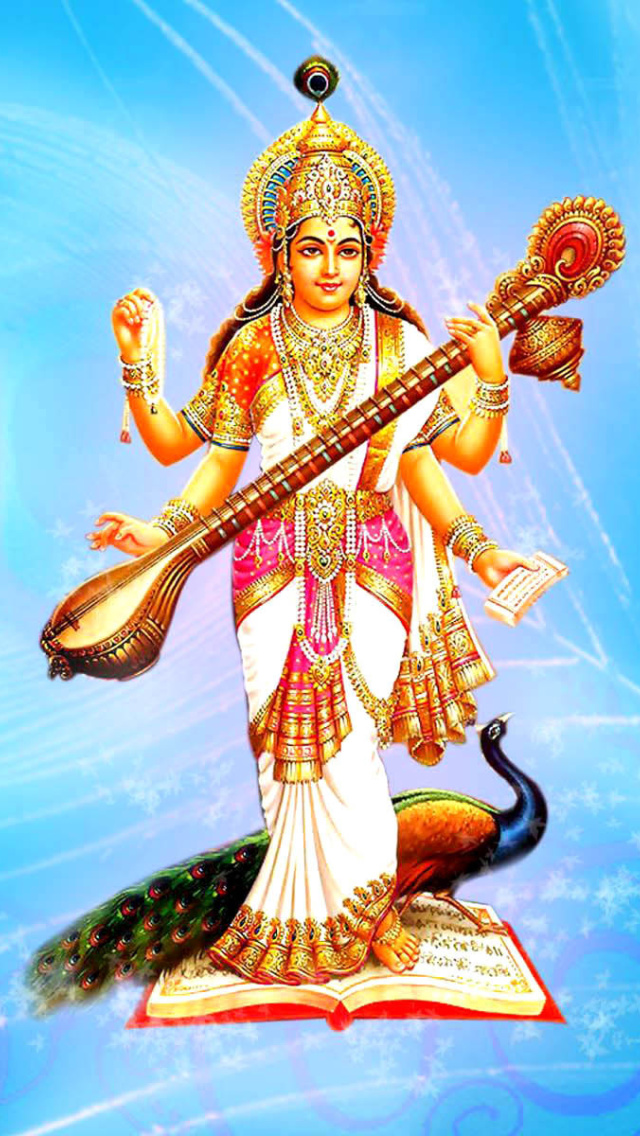 Saraswati Hindu Goddess wallpaper 640x1136